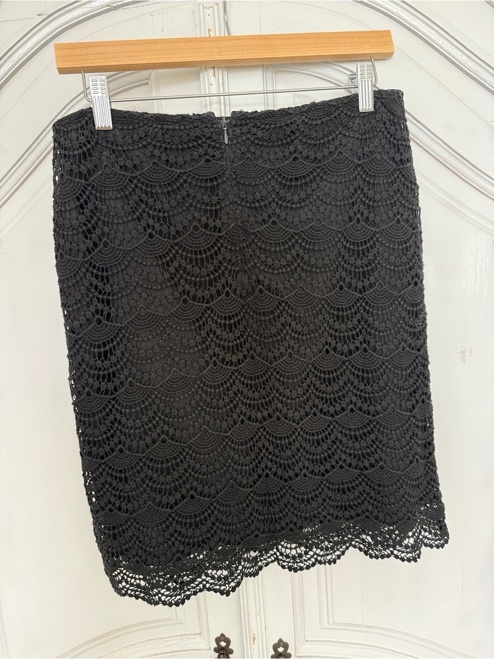 ELLE-Black Crochet Lace Skirt | Scalloped Hem | Boho |‎ Cottagecore Size 4 - Picture 3 of 11